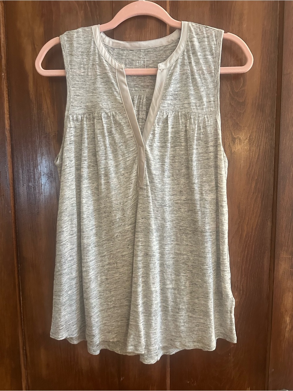 GAP Sleeveless V-Neck Heather Gray Tank